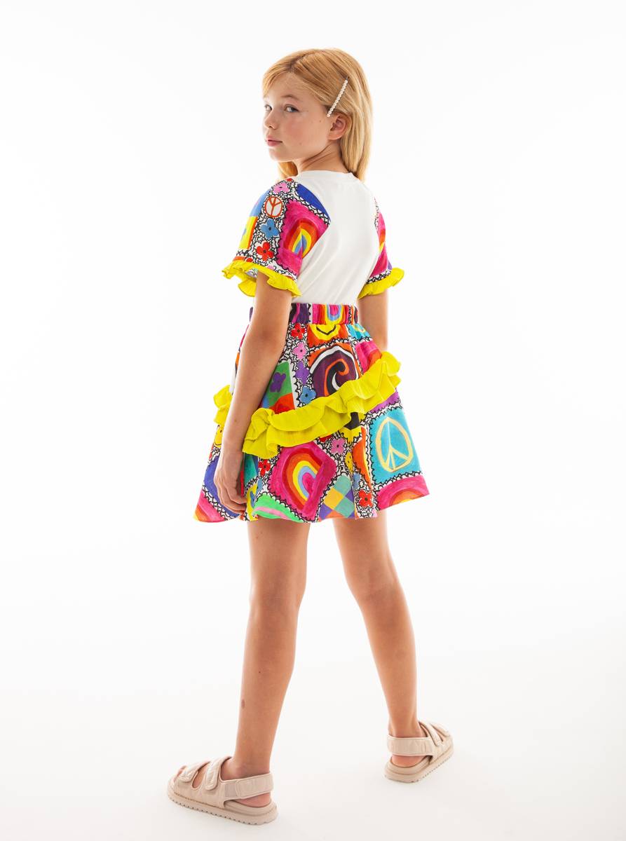 SK07392_EMOJI_PATTERNED_YELLOW_FRILL_DETAILED_COMFORTABLE_CUT_GIRLS_SKIRT_2-min