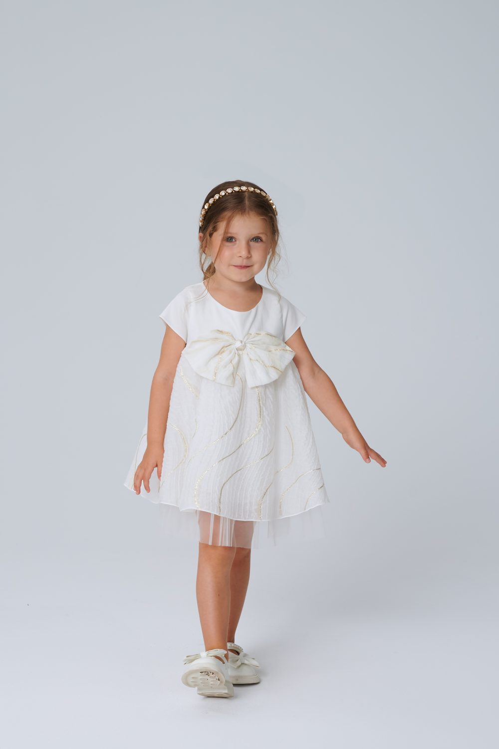 GOLD JAKAR DETAYLI BEBEK ELBİSESİ